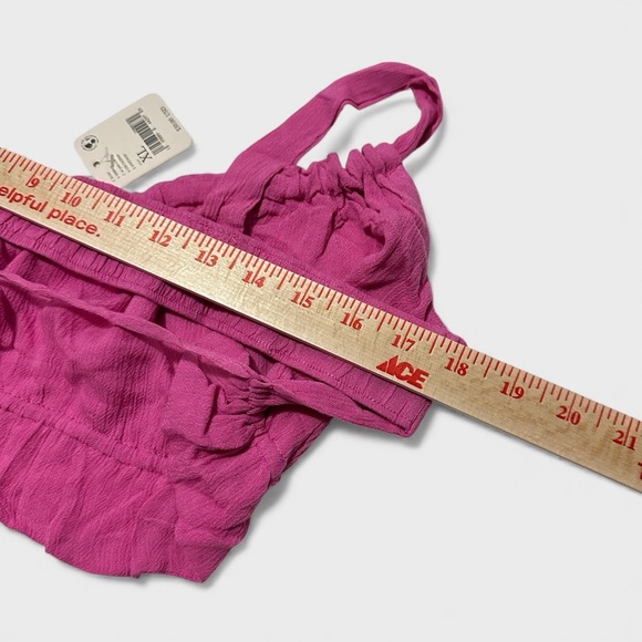 Free People Corazon Crop Top XL Pink Endless Summer Textured Adjustable Tie NWT - Picture 8 of 12